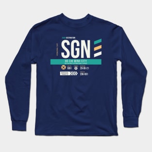 Ho Chi Minh City (SGN) Airport Code Baggage Tag Long Sleeve T-Shirt